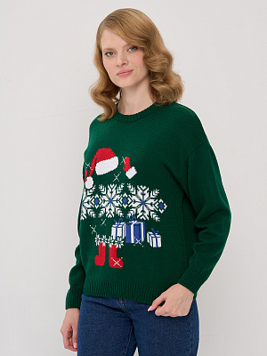 Свитер женский новогодний зеленый