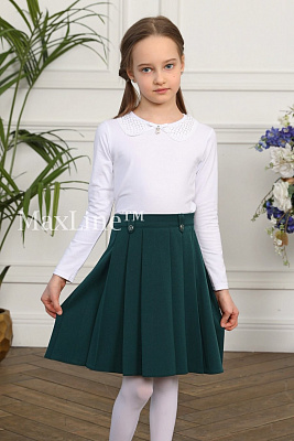 Юбка школьная зеленая для девочки Мотылек