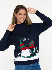 Свитер женский новогодний т.синий