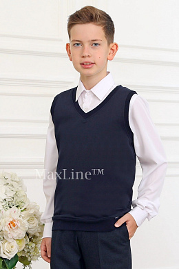 Синий школьный жилет для мальчика трикотажный 4941