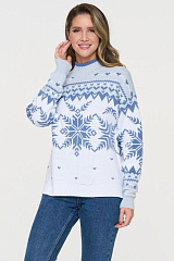 Свитер женский новогодний белый / голубой