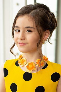 Бусы "Цветы" желт/оранж