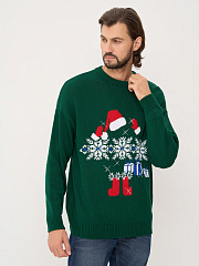 Свитер мужской новогодний зеленый