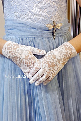 Перчатки Гипюр-стрейч белый 5-7 лет